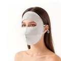 Premium silver mulberry silk full face sun protection mask facekini for outdoor use - Silver Gray (90131-1)