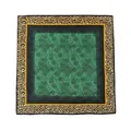 Green silk square scarf with floral pattern and leopard print border - Green Frame Leopard Print