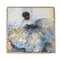 Elegant mulberry silk square scarf featuring a graceful ballerina oil painting print - Oil Painting Style Square Scarf (FHZ24-9329) / 65x65cm / Ballet Girl