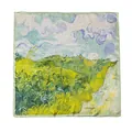 Elegant square silk scarf featuring a vibrant Vincent van Gogh style oil painting print - Impressionist Landscape Square Scarf (FHZ24-9330) / 65x65cm / Oil Painting Prairie
