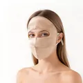 Full-face sun protection mask made of champagne mulberry silk, comfortable facekini for women - Champagne (90131-3)