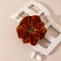 Vintage burnt orange velvet hair scrunchie with elegant soft texture for women - L / Coral Gold