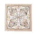 Elegant beige 65cm silk square scarf featuring vintage floral paisley and tassel patterns - Champagne Chain Floral