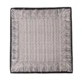 Elegant silver silk square scarf featuring decorative fringe border and black trim - Tassel Trimmed Square Scarf (FHZ24-9331) / 65x65cm / Tweed Style Black Gray
