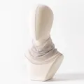 Elegant light gray mulberry silk mesh neck gaiter scarf for women on white mannequin - Solid Color Style (FHZ25D9-90171-3) / One Size / Light Gray