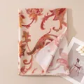 Elegant pink scarf with vintage floral print for a gentle look - Polyester Wool Blend Style / Yellow Base Floral