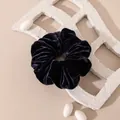 Vintage navy blue velvet scrunchie with soft silk texture for elegant hair styling - L / Deep purple