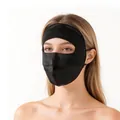 Full face black silk sun protection mask for women, soft and breathable facekini - Black (90131-4)