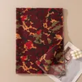 Retro tie-dye printed long scarf shawl in dark red and green tones for autumn fashion - Polyester Wool Blend Style / Dark Red
