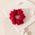 Premium large red mulberry silk scrunchie with a luxurious satin finish for hair - L / Burgundy
