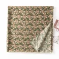 Sciarpa leggera con stampa floreale vintage in verde oliva e rosa per donna accessorio - 190*90cm / Verde Erba (FH25-6046-1)