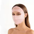 Premium pink mulberry silk full-face sun protection mask for women shown on model - Pink (90131-6)