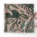Vintage leaf print silk scarf for women, elegant long floral shawl wrap for autumn - Green (FH25-6040-3) / 190*90cm / Green