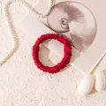 Premium red mulberry silk small scrunchie with elegant ruched texture for hair styling - 1cm Small / Burgundy