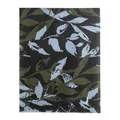 Unisex wool blend winter scarf with olive and blue leaf print on black background - Wool Blend Style / Blue Green Vine