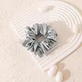 Premium elegant silver-grey large mulberry silk scrunchie with satin finish hair tie - L / Mint Green