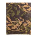 Autumn wool scarf featuring a vintage olive green and brown leaf print pattern. - Wool Blend Style / Yellow Green Vine