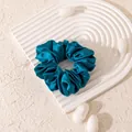 Elegant teal mulberry silk satin oversized scrunchie with soft glossy finish for hair tie. - L / Teal