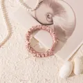 Elegant dusty pink 1cm mulberry silk small scrunchie hair tie for gentle styling - S / Lotus Pink
