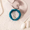 Elegant 1cm teal blue mulberry silk skinny scrunchie, gentle for all hair types - S / Teal