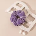 Large purple mulberry silk velvet scrunchie for hair styling and accessories. - L / Nostalgic Purple