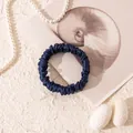 Dark blue 1cm silk scrunchie made of premium mulberry silk for elegant hair styling - S / Navy Blue