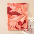 Elegant orange leaf print scarf for autumn and winter, soft warm shawl variant - Polyester Wool Blend / Coral Pink