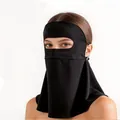 Black premium mulberry silk sun protection face mask and neck gaiter for summer outdoor use - Black (90130-2)