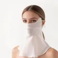 White mulberry silk sun protection face mask for full facial and neck coverage - One Size / White (90138-2)