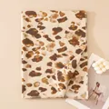 Stylish leopard print scarf in warm coffee tones, soft winter accessory for women - Polyester Wool Blend / Leopard Rice Yellow Base