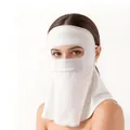 White mulberry silk sun protection face mask and neck gaiter for women's summer wear. - Silver Gray (90130-4)