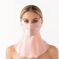 Premium pink mulberry silk sun protection face mask with full face and neck coverage - One Size / Pink (90138-3)