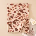 Elegant coffee leopard print long scarf, soft and warm winter shawl for women's fashion - Polyester Wool Blend / Leopard Rice Red Base