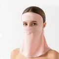Premium pink mulberry silk full face sun protection mask for women with neck cover - Pink (90130-5)