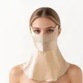 Premium champagne 3D mulberry silk sun protection mask for full face and neck coverage - One Size / Milk Tea (90138-4)