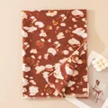 Elegant coffee brown leopard print scarf for winter, soft long shawl fashion accessory - Polyester Wool Blend / Leopard Reddish Brown Base