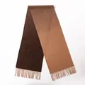 Elegant pure wool scarf featuring a brown gradient design and delicate fringe tassels - Gradient Yellow Coffee Brown