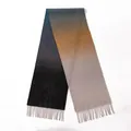 Gradient wool scarf with water ripple texture and tassels for autumn winter warmth. - Gradient Dark Gray White