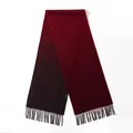 Elegant dark red gradient wool scarf with stylish tassels for premium winter warmth - Gradient Wine Red Coffee Black