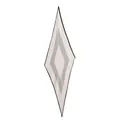 Elegant white silk diamond scarf with black geometric lines for women - 145x45cm / White Geometric