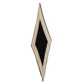 Elegant black and beige diamond-shaped silk scarf with classic stripe trim detail - 145x45cm / Black & Beige Stripes