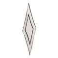 Elegant diamond shaped 100% mulberry silk scarf with black border on white background - 145x45cm / White Border