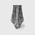 Elegant wool scarf with navy paisley print and brown contrast edges for sophisticated women - Square Scarf (FHZ25-90068) / 65*65cm / Grey Brown