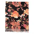 Elegante zwarte sjaal van imitatiekasjmier met grote bloemen, vlinders en franje decoratie - Zwart Bloemen