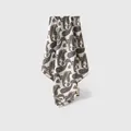 Elegant silk wool scarf featuring a classic paisley pattern in cream and blue tones - Hand Rolled Style / 65*65cm / Double-Sided White Paisley