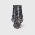 Elegant navy blue paisley print wool scarf for women featuring a fine red border detail - Square Scarf (FHZ25-90068) / 65*65cm / Navy Red