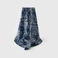 Elegant blue and white geometric patterned silk wool blend scarf shawl for women - Hand Rolled Square Scarf / 65x65cm / Navy Blue