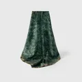 Elegant dark green silk wool scarf with textured geometric patterns and gold dots - Hand Rolled Square Scarf / 65x65cm / Green