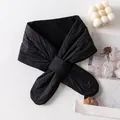 Thickened black quilted cross-over scarf for winter warmth and comfort. - 80*12cm / Black