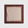 Elegant vintage paisley print wool silk blend small square scarf with hand-rolled edges - 65x65cm / Wine Red (90067-1)